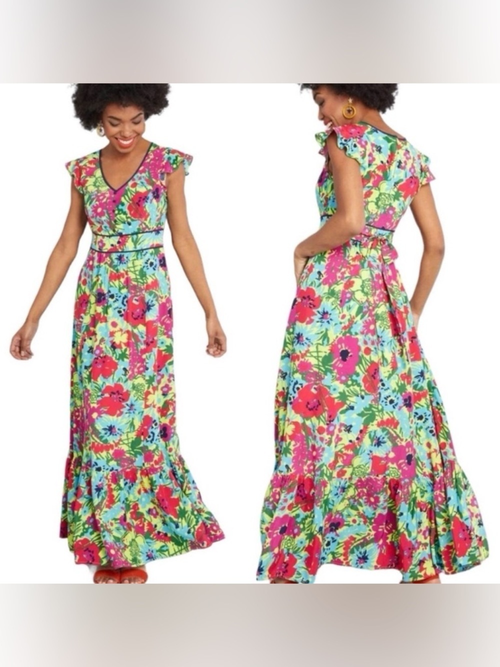 ModCloth Eyes On You Floral Maxi Dress L